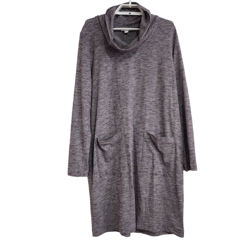 Pure Jill Cowl Neck Sweater Tunic Dress Pockets Knit Stretch Heather Mauve Activ